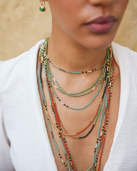 Anna Beck Jewelry on Instagram: "New summer layers are here: Discover the Jafuta collection, born out of pure collaboration with craftswomen in Zimbabwe who hand-string each bead. Shop your new layers all under $150!" Anna Beck Jewelry, Beaded Projects, Summer Layers, Anna Beck, Beaded Choker Necklace, Jewelry Brand, Bead Shop, Zimbabwe, Loom Beading