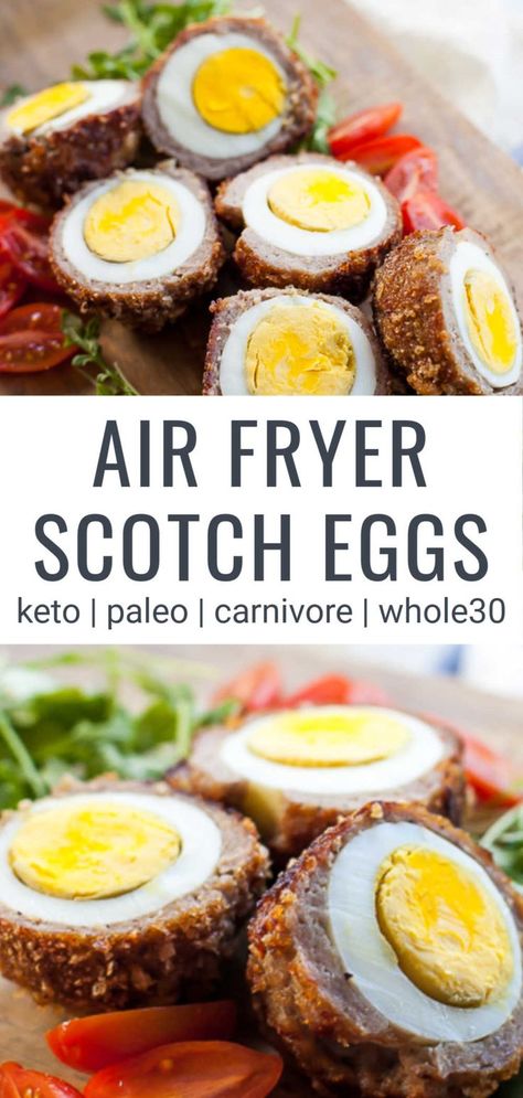 W30 Breakfast, Scottish Eggs, Airfryer Keto, Pork Panko, Brunch Snacks, Air Fryer Recipes Healthy Low Carb, Scotch Eggs Recipe, Scotch Egg, Scotch Eggs