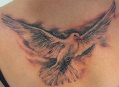 White Dove Tattoos, Dove Tattoo Design, Hope Tattoo, Dove Tattoos, Black Bird Tattoo, Dove Tattoo, White Ink Tattoo, Wing Tattoo, Religious Tattoos