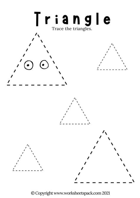 FREE triangle tracing worksheets printable - Printable and Online Worksheets Pack Triangle Tracing Free Printable, Triangle Worksheet Preschool, Triangle Tracing, Types Of Triangles, Prewriting Worksheets, Triangle Worksheet, Printable Shapes, Toddler Worksheets, Tracing Sheets