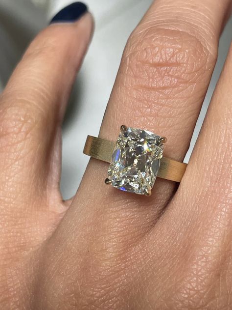 Large Band Engagement Ring, Thick Gold Band Engagement Ring, Wedding Stack, Gold Band Engagement Rings, Thick Gold Band, Wedding Rings Emerald Cut, Timeless Engagement Ring, Ring Inspo, Cute Engagement Rings