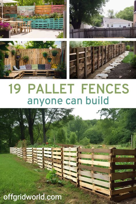 Inexpensive Privacy Fence Ideas, Cheapest Fence Ideas, Pallet Fence Ideas, Pallet Fences, Pallet Fence Diy, Wood Pallet Fence, Diy Backyard Fence, Diy Privacy Fence, Outdoor Pallet Projects