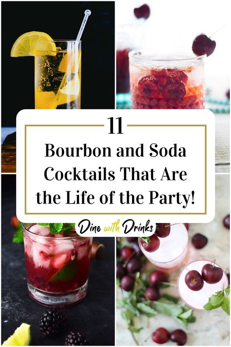 Collage of 4 bourbon and soda cocktails. Burbon Drinks, Soda Cocktails, Cheers Friends, Best Bourbon, Bourbon Cocktail Recipe, Bourbon Recipes, Sip Sip Hooray, Bourbon Drinks, Best Bourbons