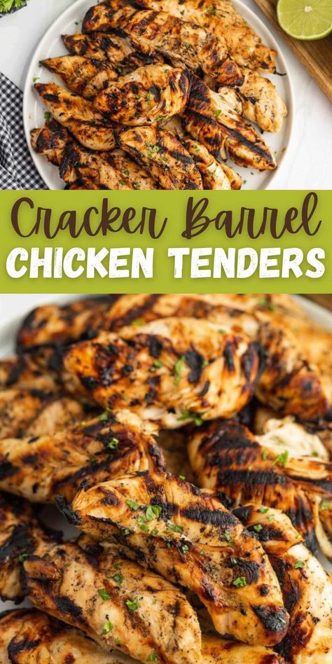 Cracker Barrel Chicken Tenders Cracker Barrel Chicken Tenders, Cracker Barrel Grilled Chicken, Cracker Barrel Copycat Recipes, Cracker Barrel Chicken, Copycat Cracker Barrel, Cracker Barrel Recipes, Grilled Chicken Recipe, Grilled Chicken Tenders, Recipes Air Fryer