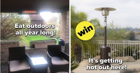 9 Outdoor Heaters For Chilling On The Patio Without Actually Getting Chilly Belize Vacations, Stove Heater, Radiant Heaters, Patio Heaters, Outdoor Eating, Outside Patio, Outdoor Heaters, Portable Heater, Sit Out