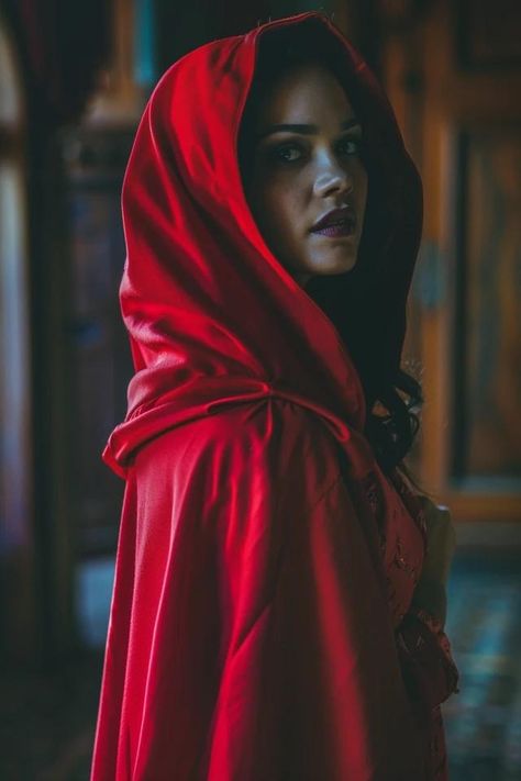 Stunning Red Cape Halloween Costume Ideas Red Cape Costume Ideas, Red Cape Costume, White Halloween Costumes, Cape Costume, Velvet Cape, Red Cape, Cape Style, Hooded Cape, Halloween Photoshoot