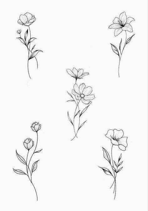 Flowers Finger Tattoo, Simple Flower Hand Tattoo, Delicate Small Flower Tattoo, Small Floral Fine Line Tattoo, Finger Tattoo Floral, Line Art Flowers Tattoo, Fine Line Single Flower Tattoo, Simple Fine Line Flower Tattoo, Linework Flower Tattoo Simple