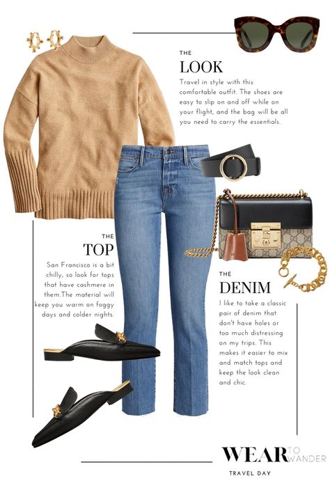 Fashion Look Featuring Tory Burch Loafers and Kenneth Jay Lane Bracelets by weartowander-co - ShopStyle Wear To Wander, Tory Burch Loafers, Backless Loafers, Estilo Indie, Classic Style Outfits, Travel Clothes, 가을 패션, Kenneth Jay Lane, Fall Winter Outfits