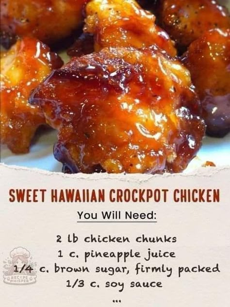 Hawaiian Crockpot Chicken, Crockpot Chicken Recipe, Hawaiian Crockpot, Sweet Hawaiian Crockpot Chicken Recipe, Crockpot Dishes, Think Food, Crockpot Recipes Slow Cooker, Crock Pot Cooking, Chicken Dishes Recipes