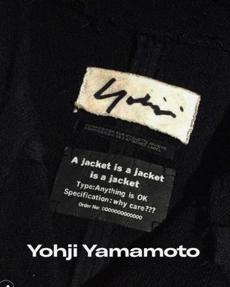 Yohji Yamamoto Quotes, Yohji Yamamoto Archive, Yohji Yamamoto Aesthetic, Yohji Pants, Signature Style Clothing, Wabi Sabi Fashion, Black Moodboard, Website Presentation, Yoji Yamamoto