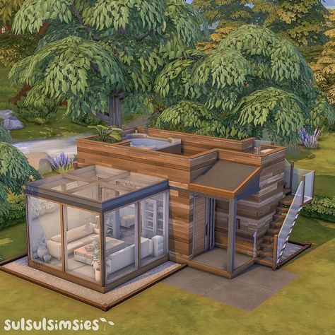 Dims 4 House Ideas, Sims 4 Pool Ideas Base Game, The Sims 4 Houses Ideas Base Game, Sims Rental Ideas, Small House The Sims 4, Sims Home Ideas, Sims 4 Tiny House Ideas, Sims Small House, Thesims4 Houses