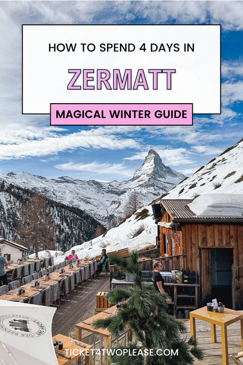 How to spend 4 days in Zermatt in Winter - a magical 4-day Zermatt Winter Itinerary Zermatt Christmas, Ski Zermatt, Switzerland Winter Itinerary, Zermatt Winter, Zermatt Itinerary, Zermatt In Winter, Ski Switzerland, Zermatt Switzerland Winter, Switzerland Travel Winter