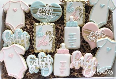 Gender Reveal Sugar Cookies, He Or She Gender Reveal, Easter Gender Reveal, Gender Reveal Cookies, Baby Gender Reveal Party Decorations, Sunshine Birthday, 2 Hearts, Gender Reveal Party Decorations, Baby Gender Reveal Party