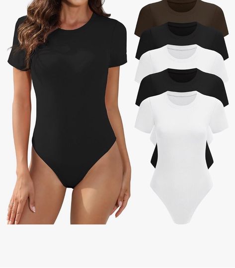 5 PACK WOMEN BODY SUITS T Shirt Bodysuit, Leisure Wear Women, Tshirt Bodysuit, Basic Bodysuit, Bodysuit Shirt, Bodysuit Tops, Shirt Bodysuit, Milk Silk, Short Sleeve Bodysuit