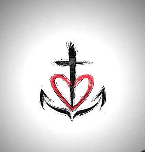 Heart And Anchor Tattoo Ideas, Cross Anchor Tattoos For Women, God Is My Anchor Tattoo, Anchor Cross Heart Tattoo, Christian Anchor Tattoo, Jesus Anchor Tattoo, Anchor Tattoos For Women Inspiration, Cross Anchor Tattoo, Heart Cross Tattoo