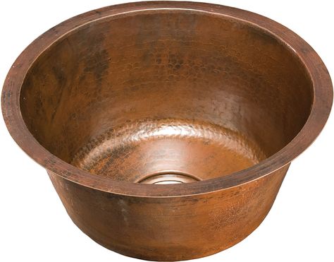 Item Number: KPU-1708BC Finish: Black Copper Categories: Legacy, Bar/Prep Sinks Dimensions: 17 round, 8 depth $399 Large Kitchen Sinks, Hammered Copper Sink, Copper Bar Sink, Old Sink, Copper Fixture, Custom Range Hood, Round Sink, Prep Sink, Copper Bar