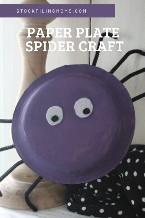 Paper Plate Spider Craft Paper Plate Spider, Paint Plates, Skeleton Craft, Spider Craft, Cheesecloth Ghost, Cheap Halloween Decorations, Footprint Craft, Spider Crafts, Halloween Front Doors