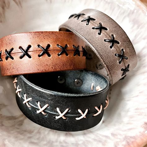 Engraved leather bracelets