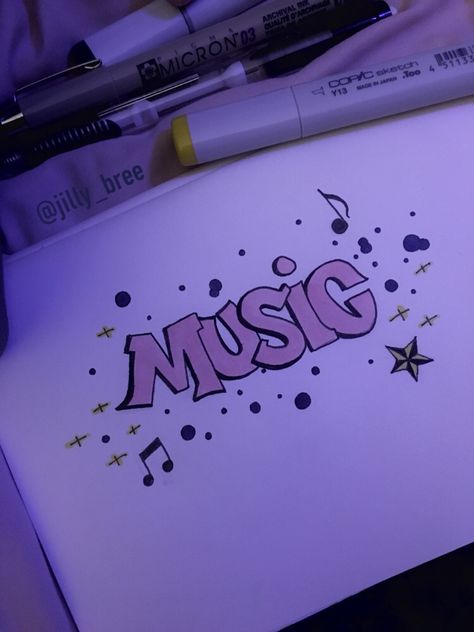 Graffiti Music Art, Musical Sketches, Easy Graffiti Art, Graffiti Art Drawings, Music Graffiti, Pink Graffiti, Easy Graffiti, Pink Typography, Markers Drawing Ideas