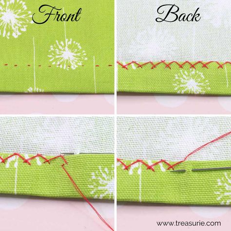 Hemming Stitch - Best Hand Stitches for Hems | TREASURIE Hand Stitch Hemming, Easy Hem Stitch By Hand, Stretch Stitch By Hand, Hem By Hand, Edge Sewing By Hand, Invisible Hem Stitch By Hand, Decorative Hand Stitches, How To Hem By Hand, Hand Mending Stitches