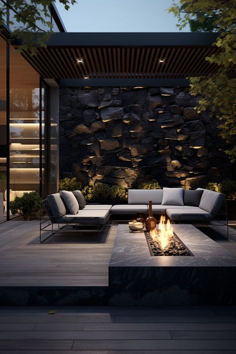 Patio Decorating Ideas | Patio Decorating Ideas Small Rooftop Patio Design, Elegant Living Room Design, Backyard Fireplace, Garden Decor Projects, Rooftop Patio, Luxury Garden, Beautiful Patios, Outdoor Lounge Set, Modern Shapes