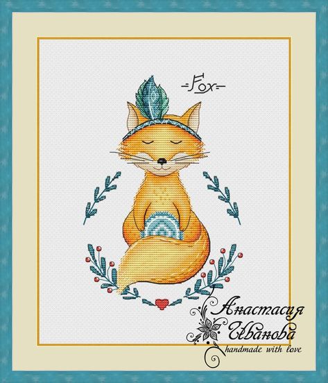 Yoga Cross Stitch, Fox Cross Stitch, Primitive Cross Stitch Patterns, Animal Cross Stitch, Easy Cross Stitch Patterns, Flower Cross, Winter Cross Stitch, Small Cross Stitch, Animal Cross Stitch Patterns