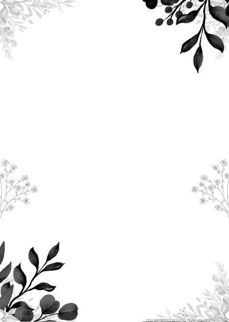 Black Floral Background, Black Floral Template, Boho Color Scheme, Paper Background Design, Mermaid Invitations, Abstract Wallpaper Backgrounds, White Wedding Invitations, Black And White Flowers, Black And White Theme