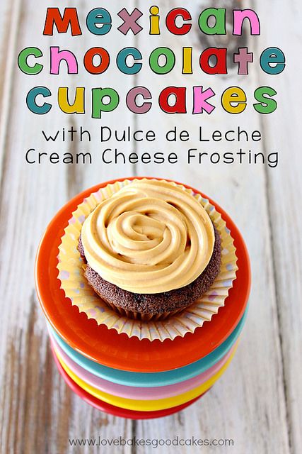 Mexican Chocolate Cupcakes with Dulce de Leche Cream Cheese Frosting Gourmet Cupcake Recipes, Chocolate Churros, Love Bakes Good Cakes, Good Cakes, Make Cupcakes, Decadent Chocolate Desserts, Mexican Chocolate, Cupcake Bakery, Recipes Cookies