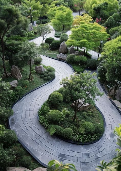 Perfect Garden Layout, Campus Landscape Design, Chinese Garden Design, Campus Landscape, Best Garden Layout, Garden Pathways, Garden Layout Ideas, Japanese Garden Landscape, Zen Garden Design