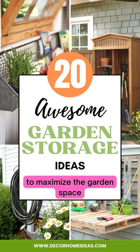 Small Garden Storage Ideas, Tiny Shed Ideas, Garden Storage Ideas, Small Garden Storage, Outdoor Garden Storage, Pillow Storage, Outside Storage, Pot Storage, Veg Garden