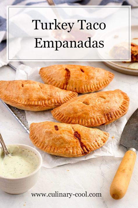 Ground Turkey Empanadas, Ground Turkey Hand Pies, Turkey Empanadas Recipe, Taco Empanadas, Turkey Empanadas, Delicious Turkey Recipes, Biscuit Dough Recipes, Turkey Seasoning, Beef Empanadas