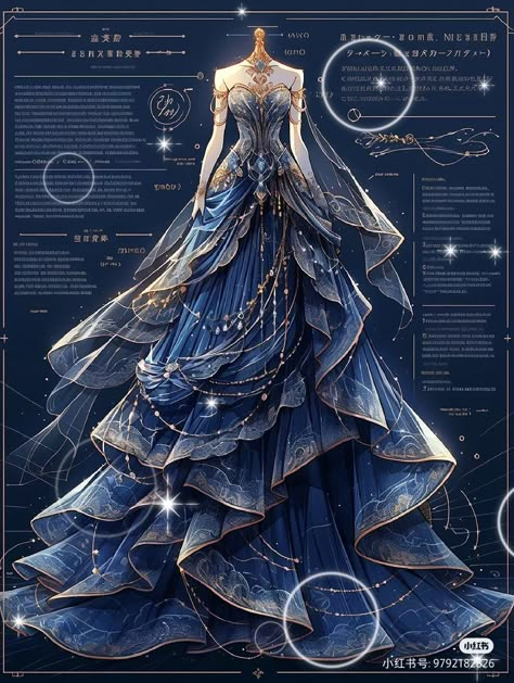 Celestial Fantasy Outfit, Celestial Dress Drawing, Celestial Dress Gowns, Celestial Gown, Manhwa Dresses, Destroy Everything, Digital Dress, Space Dress, Dreamy Gowns