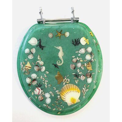 Daniels Bath Sea Treasure Decorative Round Toilet Seat | Wayfair Oceanic Bathroom, Underwater Scenery, Fish Acrylic, Sea Treasure, Round Toilet, Elongated Toilet Seat, Frutiger Aero, Toilet Seats, Beach Theme Decor