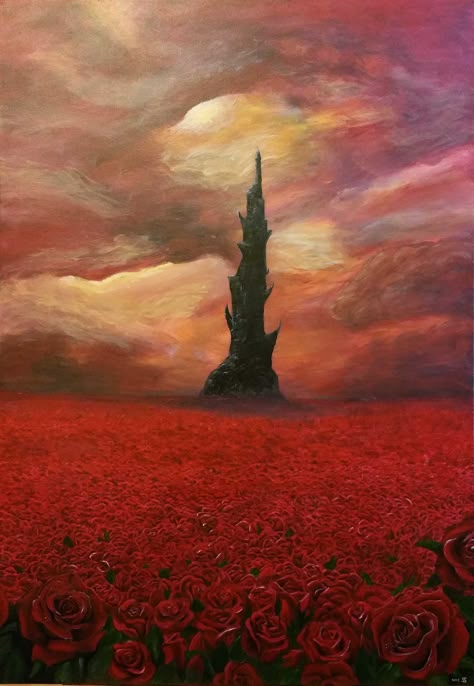 #thedarktower #stephen_king #art #acrylic_painting #kunst #rosen #rose #der_dunkle_turm Fantasy Tower Art, Stephen King Gunslinger Art, Dark Tower Tattoo Ideas, The Dark Tower Art, Abandoned Tower Fantasy Art, Stephen King Dark Tower Art, Dark Tower Concept Art, Fantasy Tower, Dark Tower Tattoo