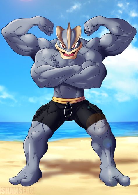 Dbz Muscle, Machamp Pokemon Art, Mega Pokemon Fanart, Legendary Pokemon Art, Buff Pokemon Art, Pokemon Kyogre Art, Machamp Pokemon, Gen 1 Pokemon, Pokemon Gym