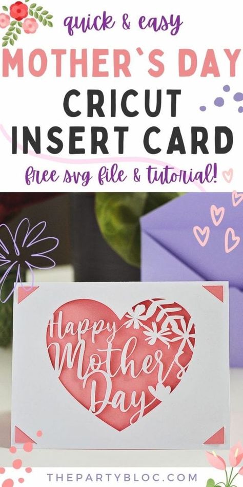 Free Mothers Day Cards, Cricut Projects Easy, Mothersday Cards, Diy Mother's Day, Projets Cricut, Happy Mother's Day Card, Cricut Projects Beginner, Mom Cards, Cricut Cards