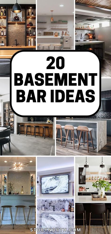 Save this pin for inspiration on transforming your basement into a stylish and inviting entertainment space with these must-try basement bars! #HomeDecor #BasementBars #EntertainmentSpaces #DIYHomeImprovement Pub Flooring Ideas, Basement Bar With Drop Ceiling, Basement Bar Neon Signs, Bar With Mirror Behind It, Basement Gym And Bar, How To Build A Basement Bar, Bar With Stone Wall, Basement Rec Room Ideas With Bar, Building A Basement Bar