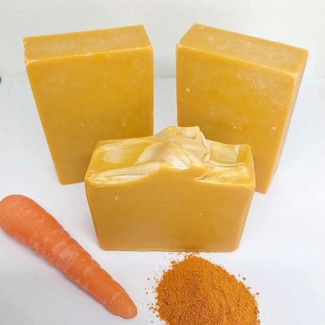 Have you heard of turmeric soap? 🫚🫧  Turmeric soap can brighten your complexion and leave your skin soft and moisturised.  These beautiful soaps are by @terraneo.soaps and are made with fresh carrot juice and turmeric 🧼 They look incredible! Carrot Soap, Turmeric Soap, Carrot Juice, Your Skin, Health Tips, Carrots, Juice, Moisturizer, Soap