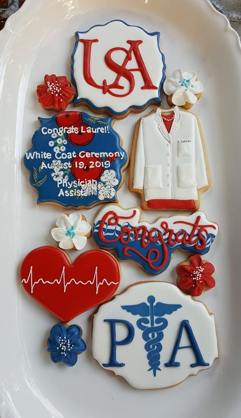 Physician Assistant Party Ideas, Pa School Graduation Party, Pa School Graduation, Physician Assistant Graduation, Pa Graduation Party, Physician Assistant Graduation Party, Medical Cookies, Physician Assistant School, School Cupcakes