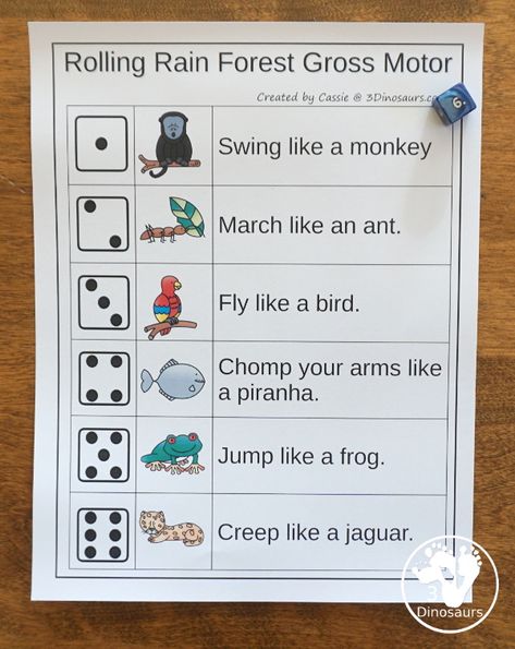 Amazon Rain Forest Theme Gross Motor With Afternoon in the Amazon | 3 Dinosaurs Rainforest Animal Activities, Jungle Literacy Activities Preschool, Habitats Preschool Activities, Forest Lesson Plans Preschool, Amazon Rainforest Activities, Rainforest Literacy Activities Preschool, Jungle Lesson Plans Preschool, Rainforest Lesson Plans Preschool, Preschool Rainforest Activities