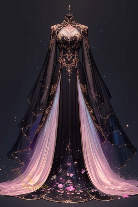 Magical Dress, Clothing Design Sketches, Fantasy Dresses, Fashion Drawing Dresses, Dress Design Sketches, Fashion Illustration Dresses, Fantasy Gowns, Anime Dress, Fairytale Dress