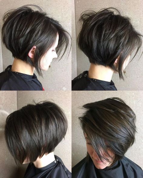 Brunette Bob, Pixie Bob Haircut, Short Layered Haircuts, Short Bob Haircuts, Short Hair With Layers, Short Bob Hairstyles, Hair Today, Great Hair, Layered Haircuts