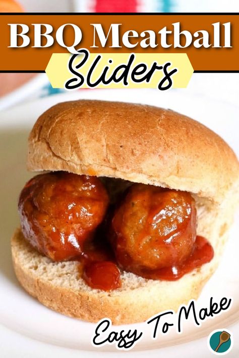 Close-up of BBQ Meatball Slider with juicy meatballs, tangy sauce, and a soft bun, perfect for an easy, breezy summer meal. Easy Bbq Meatballs, Meatball Sliders Recipes, Convenient Dinner, Party Food Easy Appetizers, Soft Rolls, Juicy Meatballs, Meatball Sliders, Slider Sandwiches, Bbq Meatballs