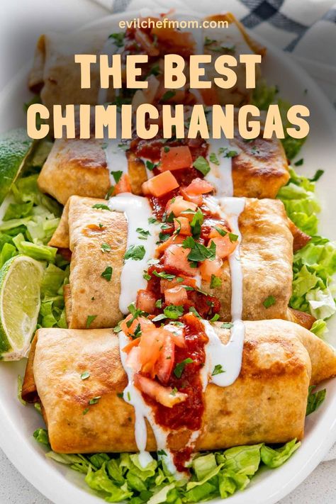 The Best Chimichangas - Evil Chef Mom Turkey Chimichanga Recipe, Mexican Chimichanga Recipe, Steak Chimichanga Recipe, Chimichanga Recipe Beef, Pork Chimichanga Recipe, Shredded Beef Chimichanga Recipe, Chimichangas Recipes, Seafood Chimichanga, Beef Chimichanga Recipe