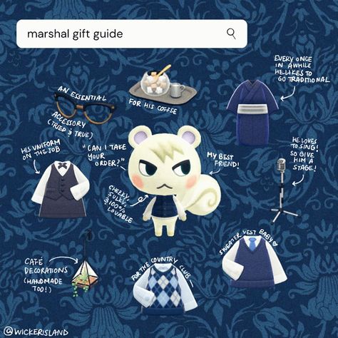 Animal Crossing Gift Guide, Gift Guide Acnh, Acnh Characters, Marshal Animal Crossing, Animal Crossing Funny, Animal Crossing Memes, Animal Crossing Guide, Animal Crossing Characters, Animal Crossing Villagers