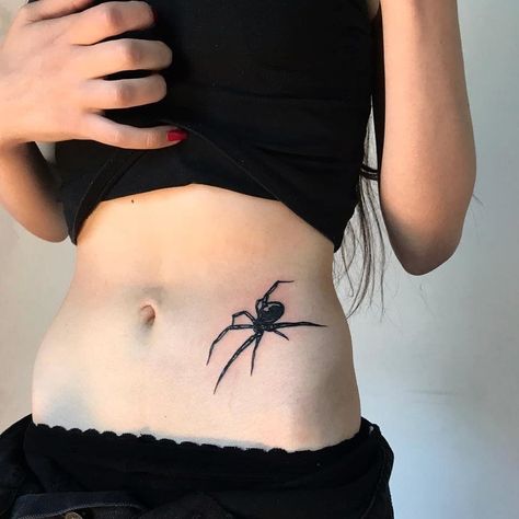 Black Widow Tattoo, Belly Tattoo, Geek Tattoo, Back Tattoos For Guys, Spider Tattoo, Cute Little Tattoos, Stomach Tattoos, Discreet Tattoos, Black Ink Tattoos