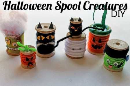 How to make recycled wood spool Halloween monsters Afternoon Crafts, Halloween Creatures, Halloween Monsters, Easy Diy Halloween Decorations, Spool Crafts, Wood Spool, Wooden Spools, Spooky Designs, Halloween Monster