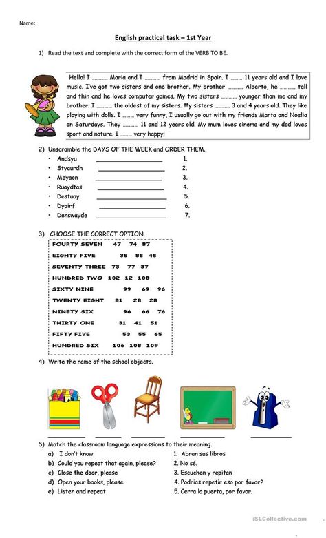 1st year diagnostic test - English ESL Worksheets English Test Paper For Grade 1, English Test For Kids, Common Phrasal Verbs, Test For Kids, Teach English To Kids, Esl Vocabulary, School Testing, English Test, Phrasal Verbs