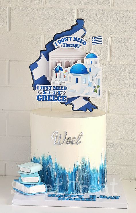 Greek Theme Cake, Greek Cake Design, Greek Birthday Cake, Mamma Mia Cake, Greek Cake, Cake Templates, Thanksgiving 2024, Special Cakes, Torte Cake