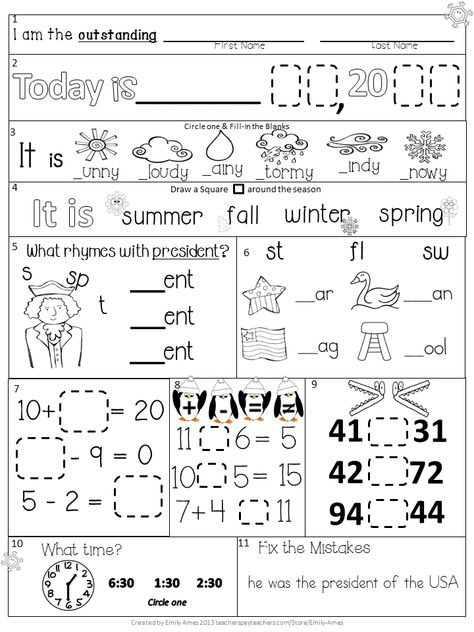 Morning Work First Grade, First Grade Morning Work, Math Signs, Missing Addends, Morning Activities, Bell Work, Teacher Planning, Skip Counting, Teaching First Grade